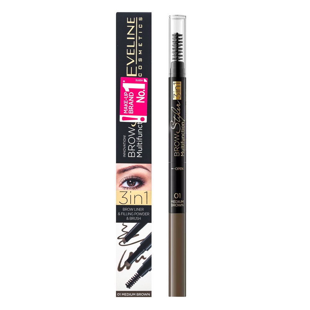Eveline Brow Styler Multifunction 3in1 01 Medium Brown – Eveline