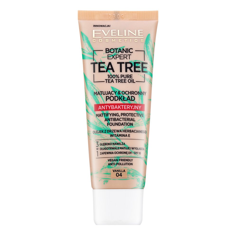 Eveline Botanic Expert Tea Tree Mattifying, Protective Antibacterial Foundation 04 Vanilla 30 ml – Eveline