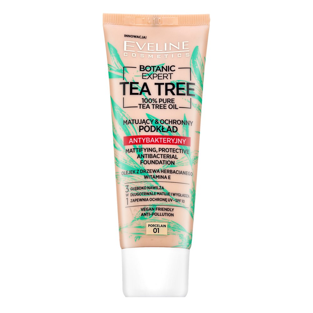 Eveline Botanic Expert Tea Tree Mattifying, Protective Antibacterial Foundation 01 Porcelain 30 ml – Eveline