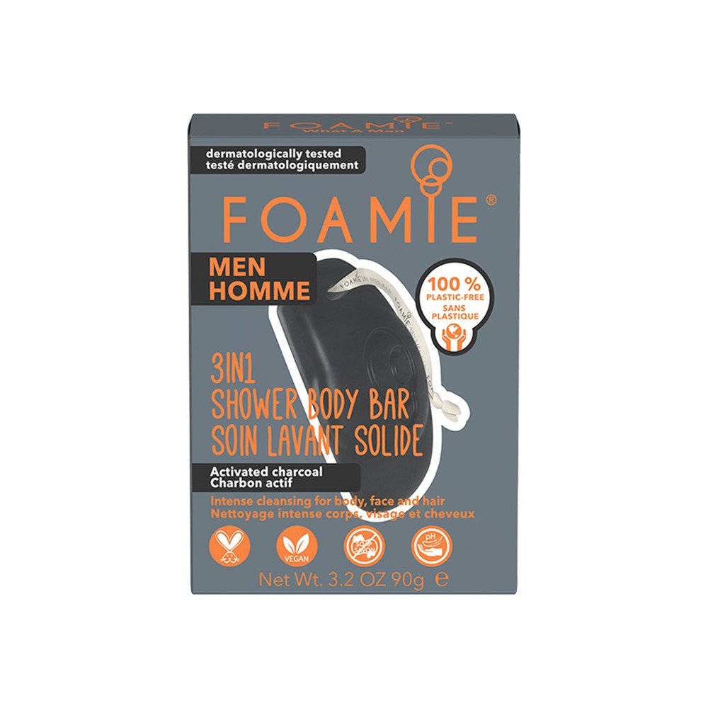Foamie Men 3in1 Shower Body Bar Activated Charcoal 90 g – Foamie