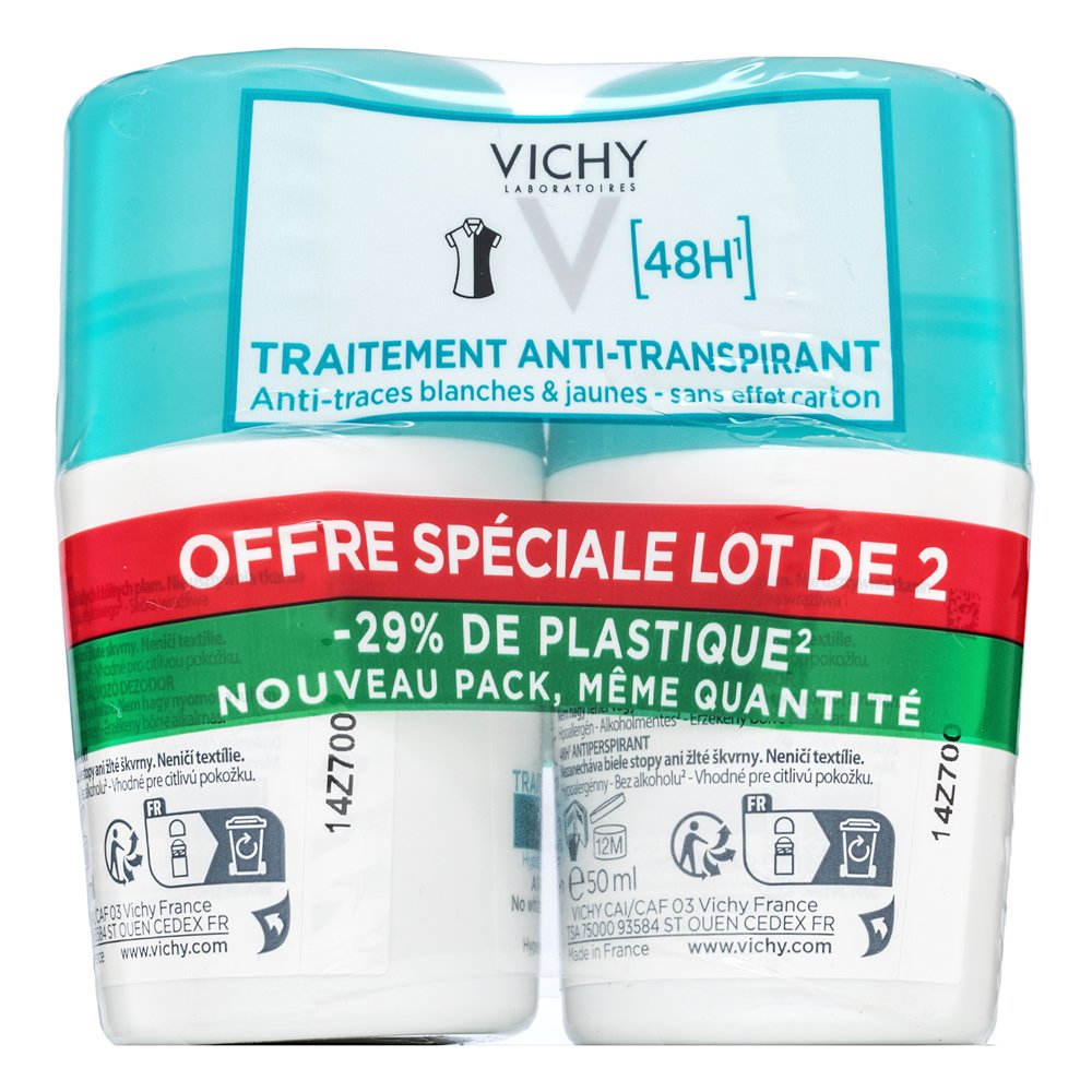 Vichy 48H Anti-Traspirant No White Marks & Yellow Stains Roll-On 2 x 50 ml – Vichy
