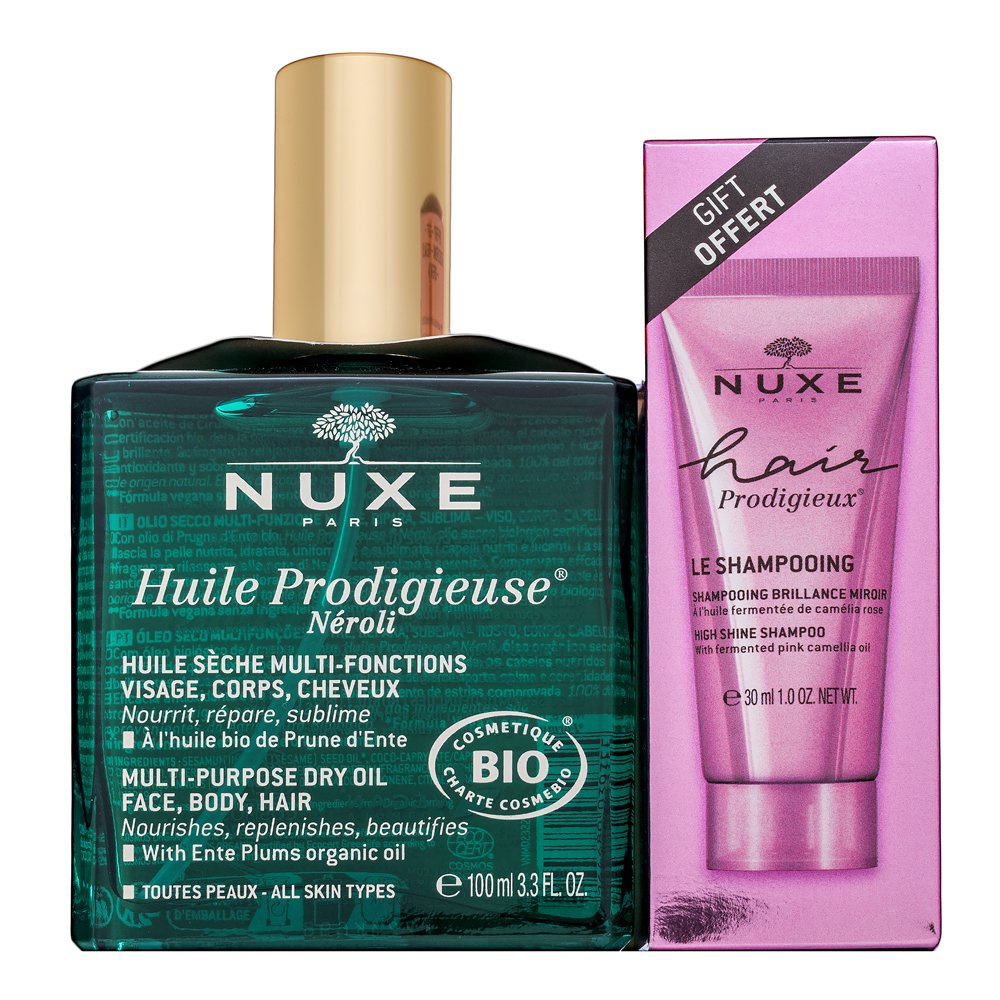 Nuxe Prodigieux Néroli Multi-Purpose Dry Oil + High Shine Shampoo 100 ml + 30 ml – Nuxe