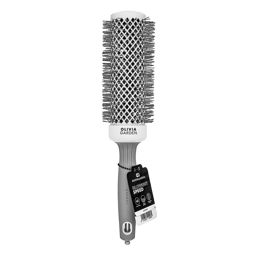 Olivia Garden Expert Blowout Speed Round Brush Wavy Bristles White & Grey 45 mm – Olivia Garden