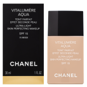 Chanel Vitalumiere Aqua UltraLight Skin Perfecting Makeup make-up az egységes és világosabb arcbőrre 70 Beige 30 ml