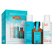 Moroccanoil Repair Repair & Moisture Trio sada pre slabé a poškodené vlasy 2 x 70 ml + 25 ml