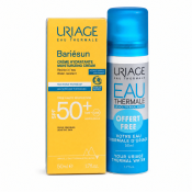 Uriage Bariésun savršen komplet za samotamnjenje Moisturising Cream SPF 50+ + Eau Thermale Thermal Water 2 x 50 ml