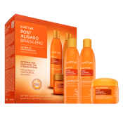 Kativa Post Brazilian Straightening Kit set dopo aver stirato i capelli con cheratina 2 x 225 ml + 150 ml