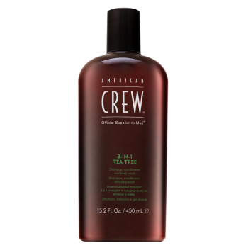 American Crew 3-in-1 Tea Tree шампоан, балсам и душ гел за ежедневна употреба 450 ml