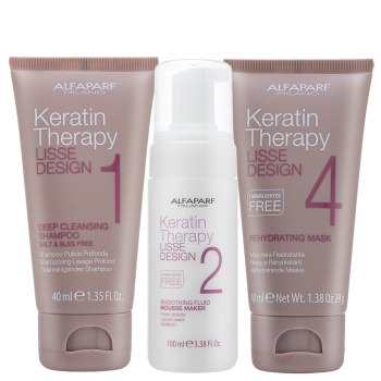 Alfaparf Milano Lisse Design Keratin Therapy zestaw do niesfornych włosów 40 ml + 100 ml + 40 ml