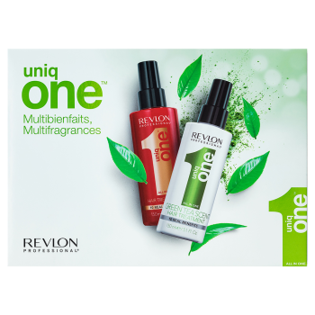 Revlon Professional Uniq One All In One Classic + Green Tea All-in-One Multi-Benefit Treatment pielęgnacja bez spłukiwania do wszystkich rodzajów włosów 150 ml + 150 ml