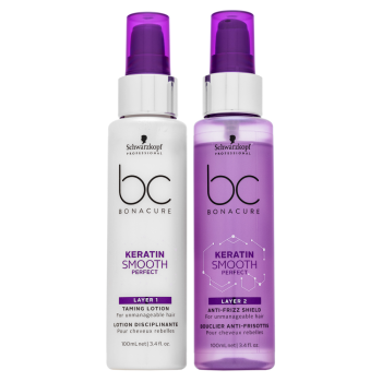 Schwarzkopf Professional BC Bonacure Keratin Smooth Perfect Duo Layering pielęgnacja bez spłukiwania do niesfornych włosów 100 ml +100 ml