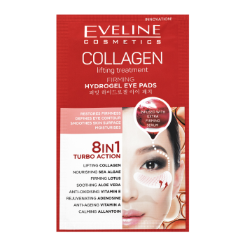 Eveline Collagen Hydrogel Lifting Eye Pads 8in1 Turbo Action 2 pcs eye mask against wrinkles, swelling and dark circles