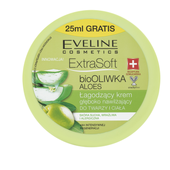 Eveline Extra Soft BioOLIVE Aloe Moisturising Face and Body Cream nourishing cream to soothe the skin 200 ml