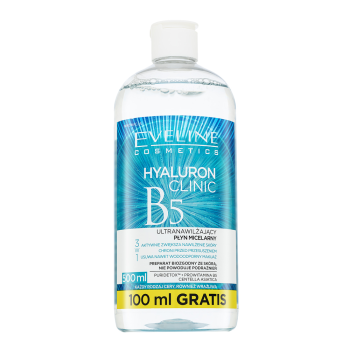 Eveline Hyaluron Clinic B5 Micellar Water micellar make-up water with moisturizing effect 500 ml