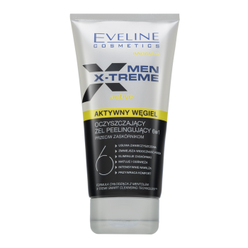 Eveline Men X-treme Cleansing Gel Scrub Peeling with Active Charcoal multifunctional cleansing gel and scrub for problematic skin 150 ml