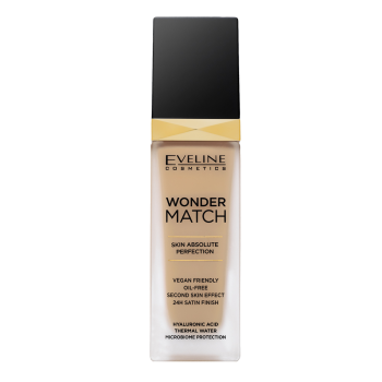 Eveline Wonder Match Skin Absolute Perfection дълготраен фон дьо тен за уеднаквена и изсветлена кожа 30 Cool Beige 30 ml