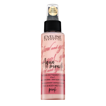 Eveline Glow And Go! Aqua Miracle 4in1 Face Mist Make-up fixeerspray voor een uniforme en stralende teint 02 Pink 110 ml
