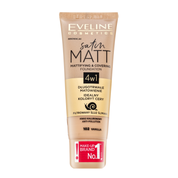 Eveline Satin Matt Mattifying & Covering Foundation 4in1 tekoča ličila z matirnim učinkom 102 Vanilla 30 ml
