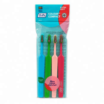TePe Colour Compact spazzolino da denti Toothbrush 4 pcs Extra Soft