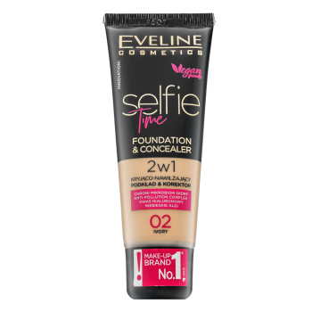 Eveline Selfie Time 2in1 Foundation & Concealer langhoudende make-up 2v1 02 Ivory 30 ml