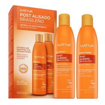 Kativa Post Brazilian Straightening Shampoo + Conditioner Kit después del tratamiento de keratina 2 x 225 ml