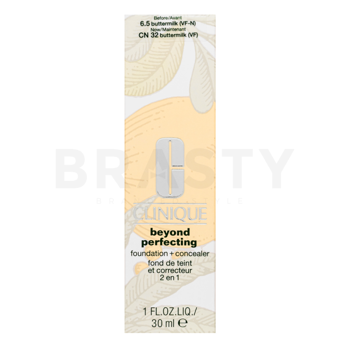 Clinique Beyond Perfecting Foundation & Concealer Flüssiges Make Up für eine einheitliche und aufgehellte Gesichtshaut 6.5 Buttermilk 30 ml