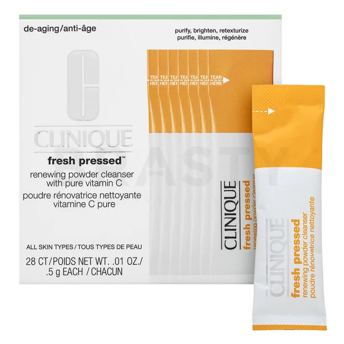 Clinique Fresh Pressed Renewing Powder Cleanser With Pure Vitamin C serum rozjaśniające z witaminą C przeciw starzeniu się skóry z ujednolicającą i rozjaśniającą skórę formułą 28x0,5 ml
