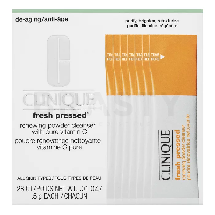 Clinique Fresh Pressed Renewing Powder Cleanser With Pure Vitamin C serum rozjaśniające z witaminą C przeciw starzeniu się skóry z ujednolicającą i rozjaśniającą skórę formułą 28x0,5 ml