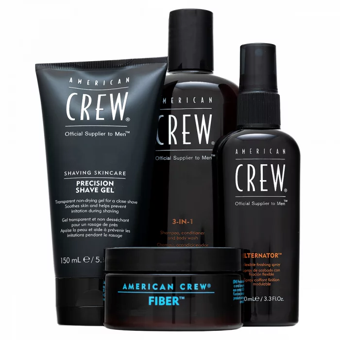 American Crew Essential Grooming Kit nastavite za vse vrste las 85 g + 250 ml + 100 ml + 150 ml
