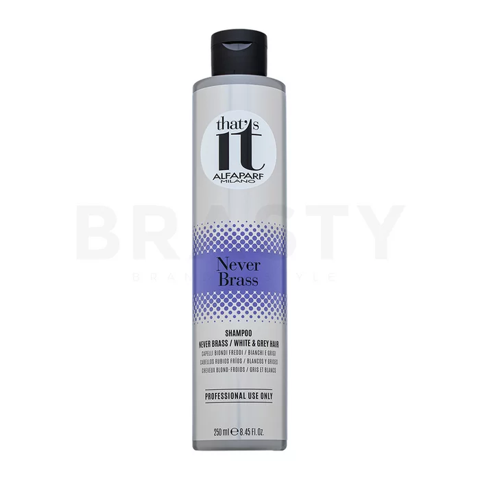 Alfaparf Milano That's It Never Brass Shampoo sampon platinaszőke és ősz hajra 250 ml