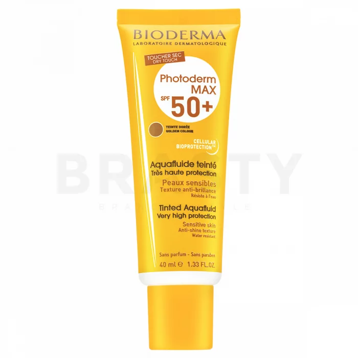 Bioderma Photoderm MAX Aquafluid Golden Colour SPF 50+ krém na opaľovanie pre zjednotenie farebného tónu pleti 40 ml