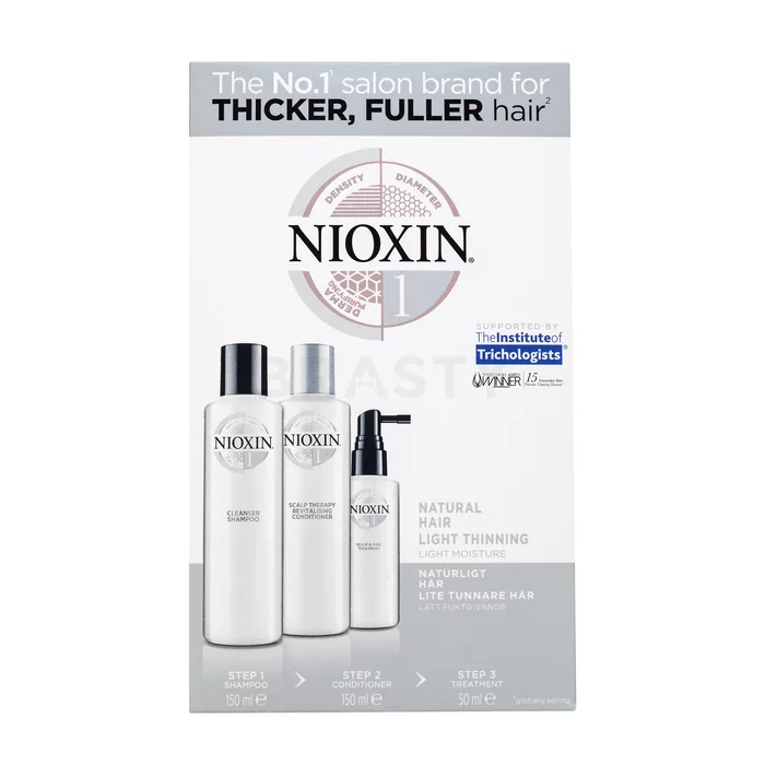 Nioxin System 1 Trial Kit set per capelli sottili 150 ml + 150 ml + 50 ml