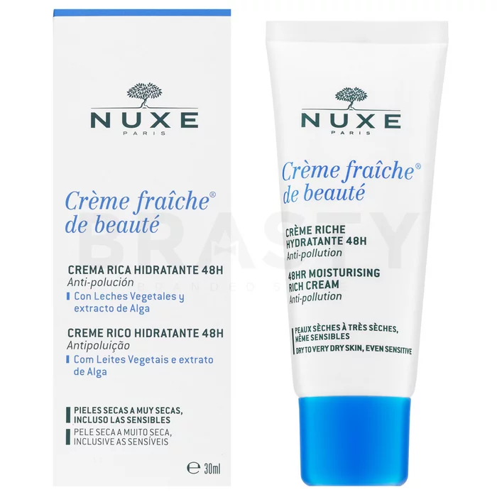 Nuxe Creme Fraiche de Beauté 48HR Moisturising Rich Cream ukľudňujúca emulzia pre veľmi suchú a citlivú pleť 30 ml