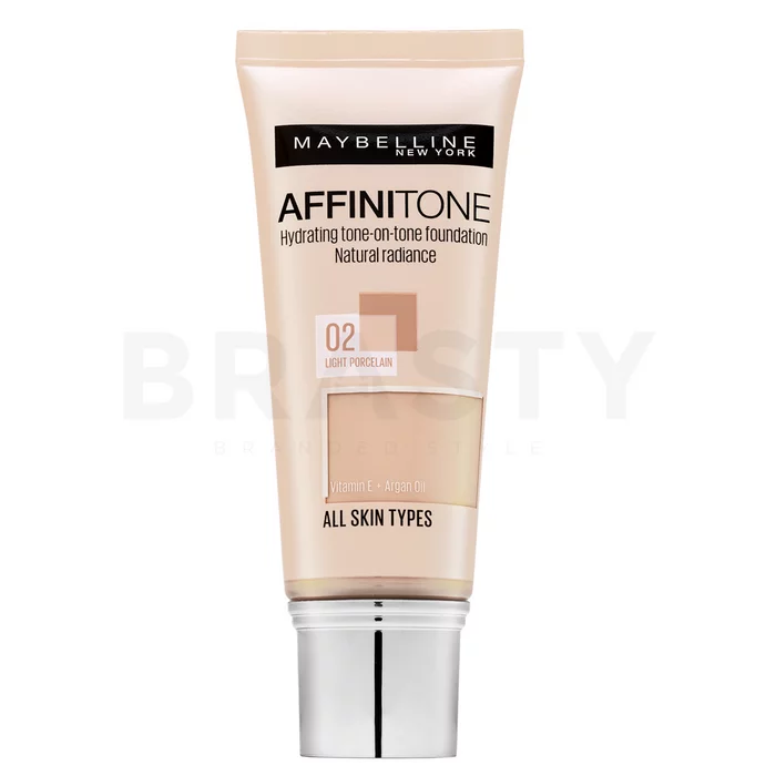 Maybelline Affinitone Hydrating tone-on-tone Foundation tekutý make-up s hydratačným účinkom 02 Light Porcelain 30 ml