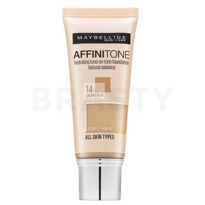 Maybelline Affinitone Hydrating tone-on-tone Foundation tekutý make-up s hydratačným účinkom 14 Creamy Beige 30 ml