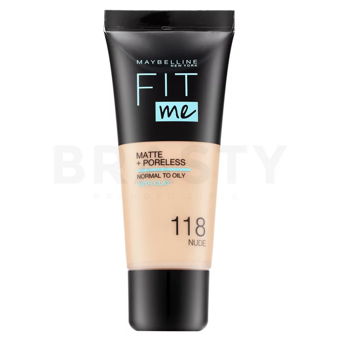 Maybelline Fit Me! Foundation Matte + Poreless tekući make-up s matirajućim učinkom 118 Nude 30 ml