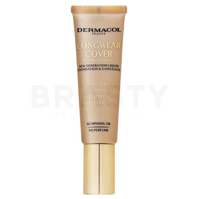 Dermacol Longwear Cover vloeibare make-up SPF 15 tegen huidonzuiverheden 03 Beige 30 ml
