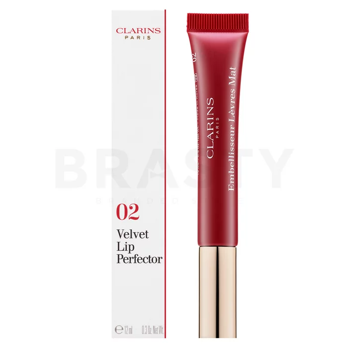 Clarins Velvet Lip Perfector sijaj za ustnice z vlažilnim učinkom 02 Velvet Rosewood 12 ml