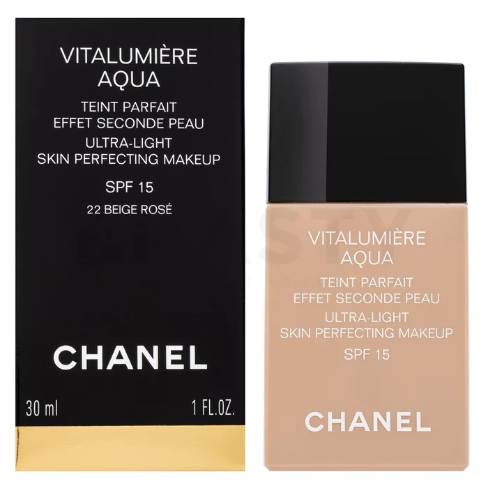 Chanel Vitalumiere Aqua UltraLight Skin Perfecting Makeup make-up az egységes és világosabb arcbőrre 22 Beige Rose 30 ml