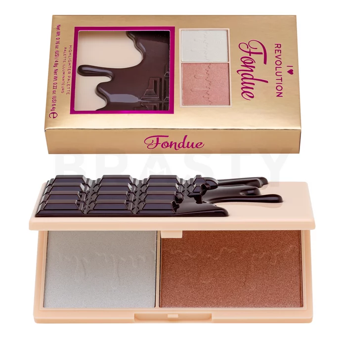 I Heart Revolution Mini Chocolate Highlighter Palette multifunkciós arc paletta az egységes és világosabb arcbőrre Fondue 11 g