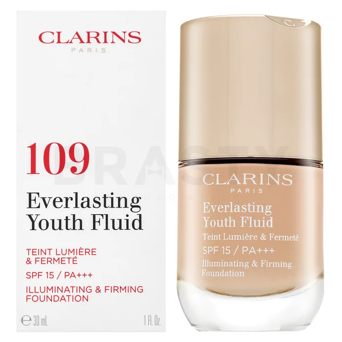 Clarins Everlasting Youth Fluid fondotinta lunga tenuta anti-invecchiamento della pelle 109 Wheat 30 ml