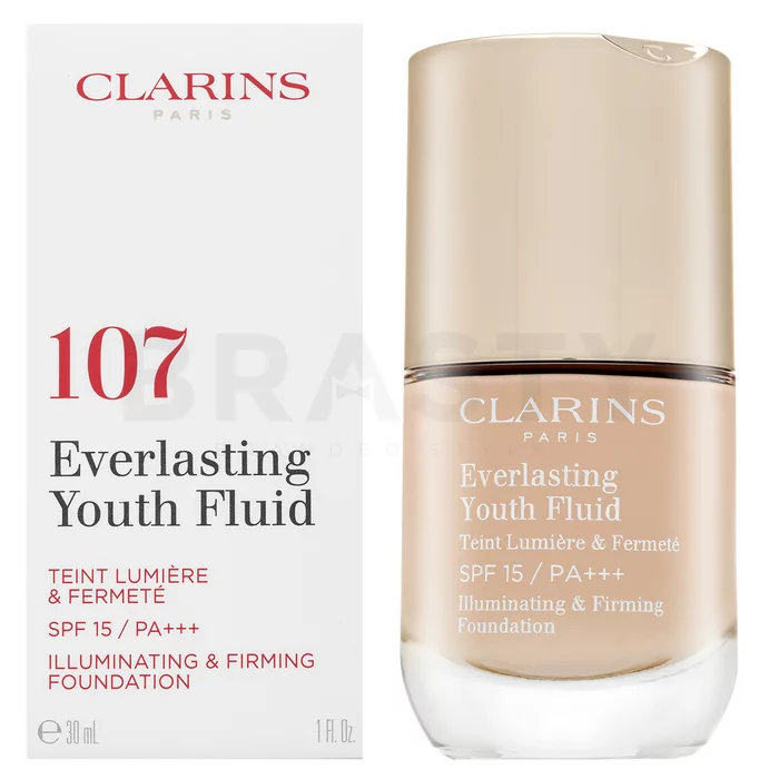 Clarins Everlasting Youth Fluid hosszan tartó make-up öregedésgátló 107 Beige 30 ml