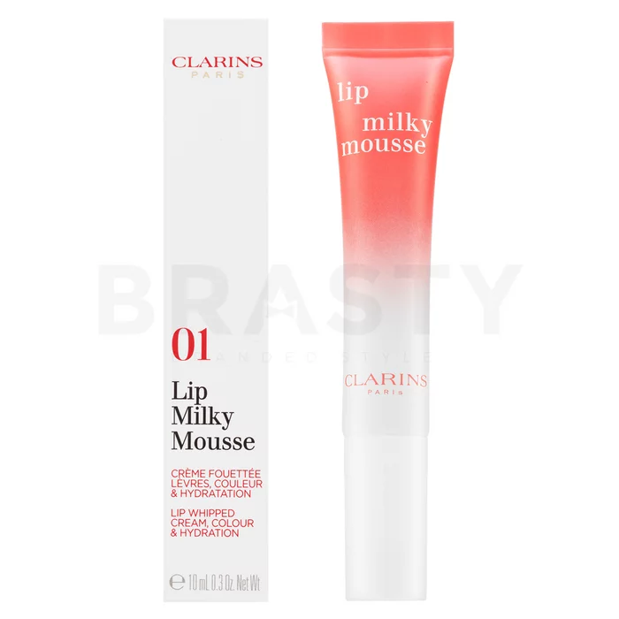 Clarins Lip Milky Mousse negovalni balzam za ustnice z vlažilnim učinkom 01 Milky Strawberry 10 ml