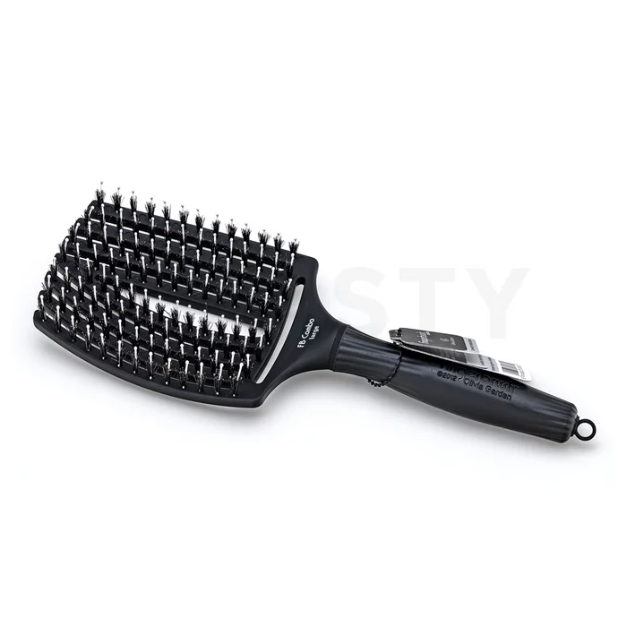 Olivia Garden Fingerbrush Combo Large Black haarborstel met Nylon en Varkenshaar
