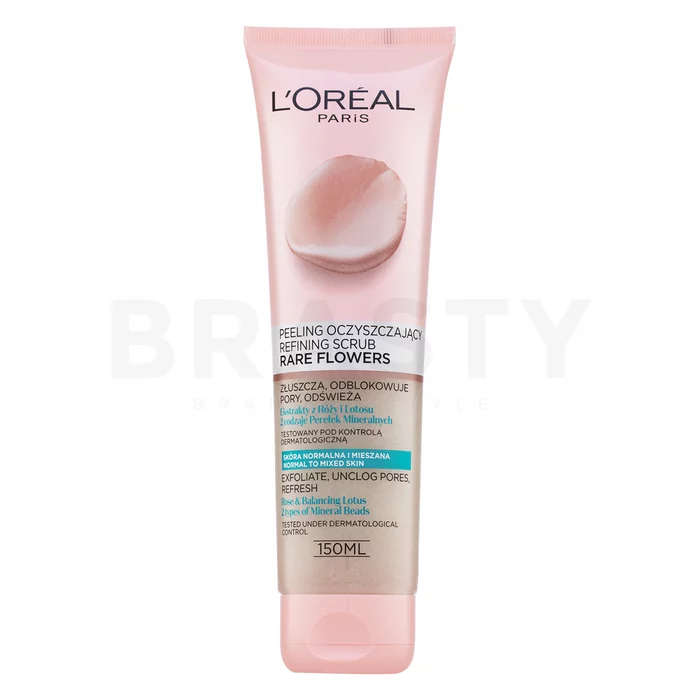 L´Oréal Paris Skin Expert Rare Flowers Refining Scrub hámlasztó gél normál / kombinált arcbőrre 150 ml
