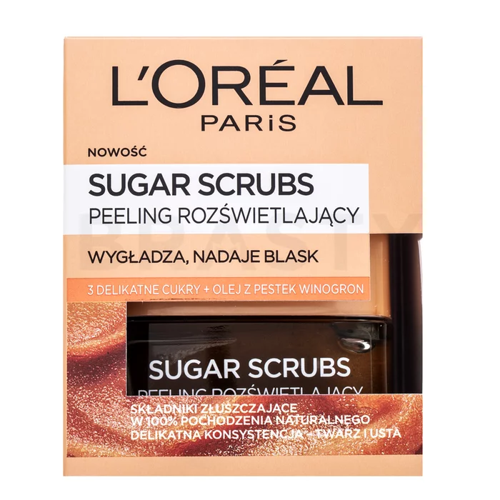 L´Oréal Paris Sugar Scrubs Glow Scrub čistiaca maska a peeling pre zjednotenú a rozjasnenú pleť 50 ml