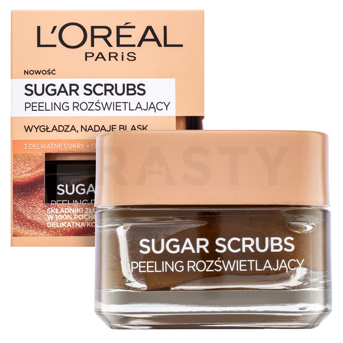 L´Oréal Paris Sugar Scrubs Glow Scrub čistiaca maska a peeling pre zjednotenú a rozjasnenú pleť 50 ml