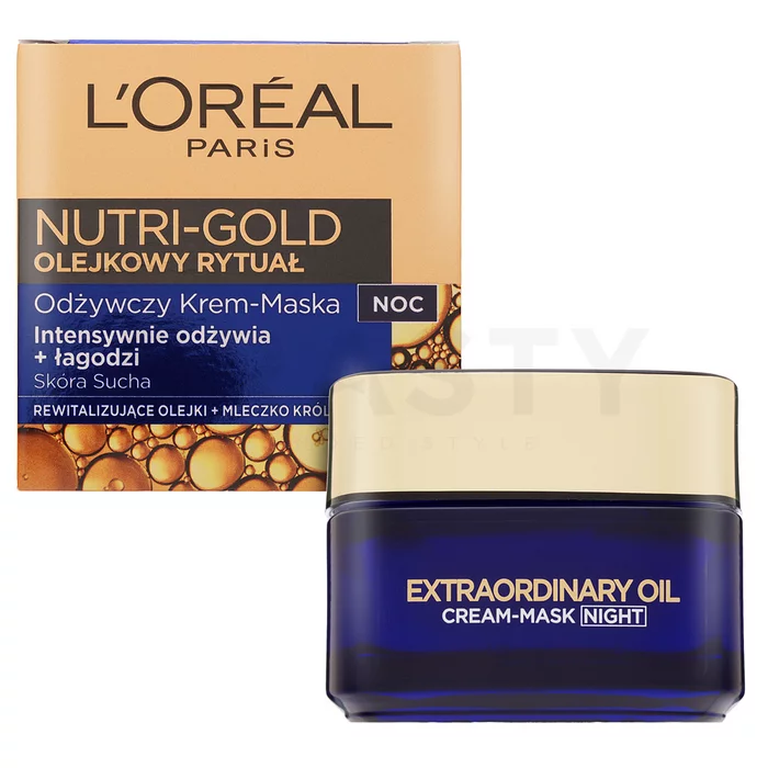 L´Oréal Paris Nutri Gold Extraordinary Oil Night Cream Mask nočný krém pre zjednotenú a rozjasnenú pleť 50 ml