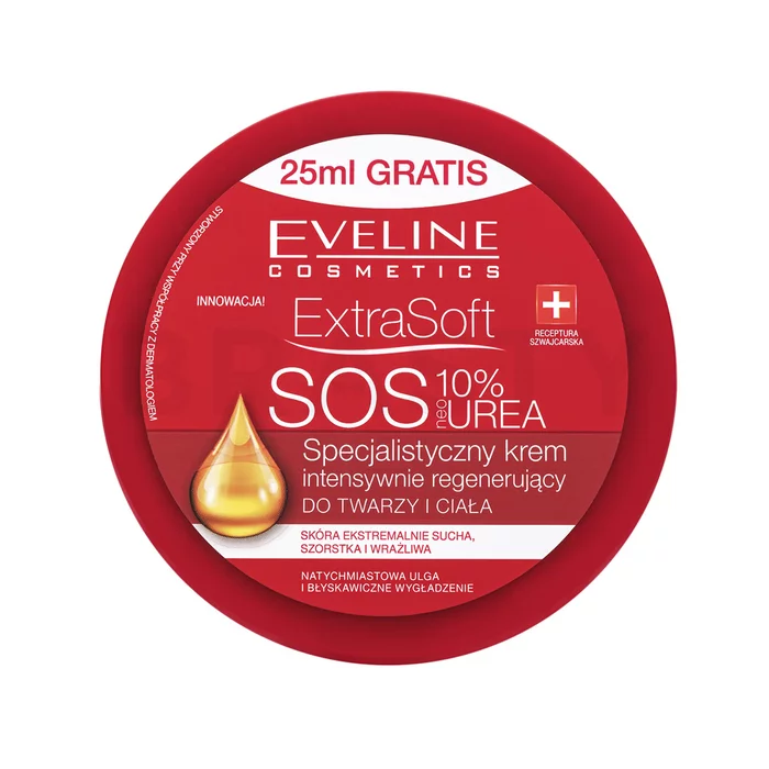 Eveline Extra Soft SOS 10% Urea Face & Body Cream regeneráló krém az egységes és világosabb arcbőrre 175 ml