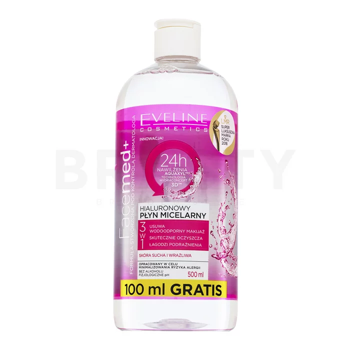Eveline Hyaluronic Micellar Water micelláris sminklemosó 3 az 1-ben 500 ml